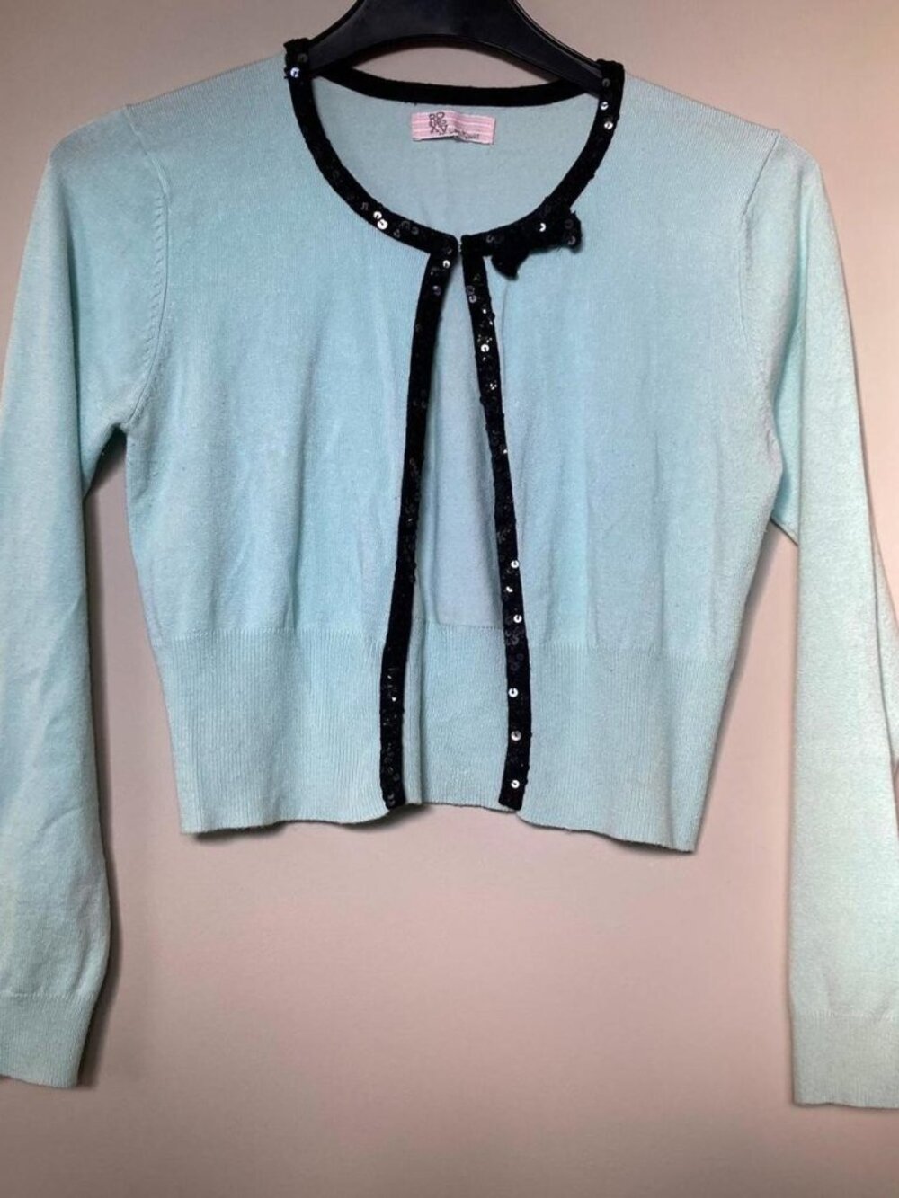 Roxy loungewear aqua cropped cardigan sweater with bow small